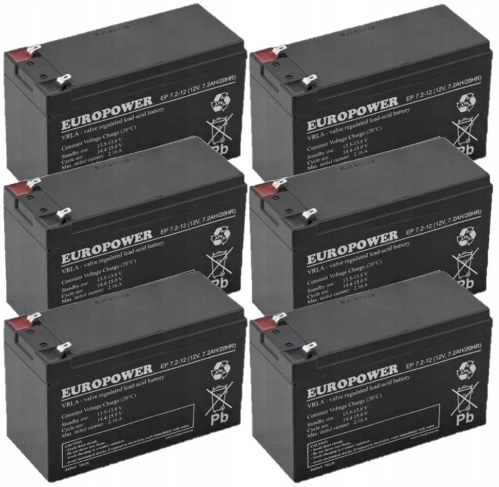 TBC31 BATERIE ZESTAW AKUMULATORÓW DO UPS APC EATON POWERWALKER 6x EP 7,2-12