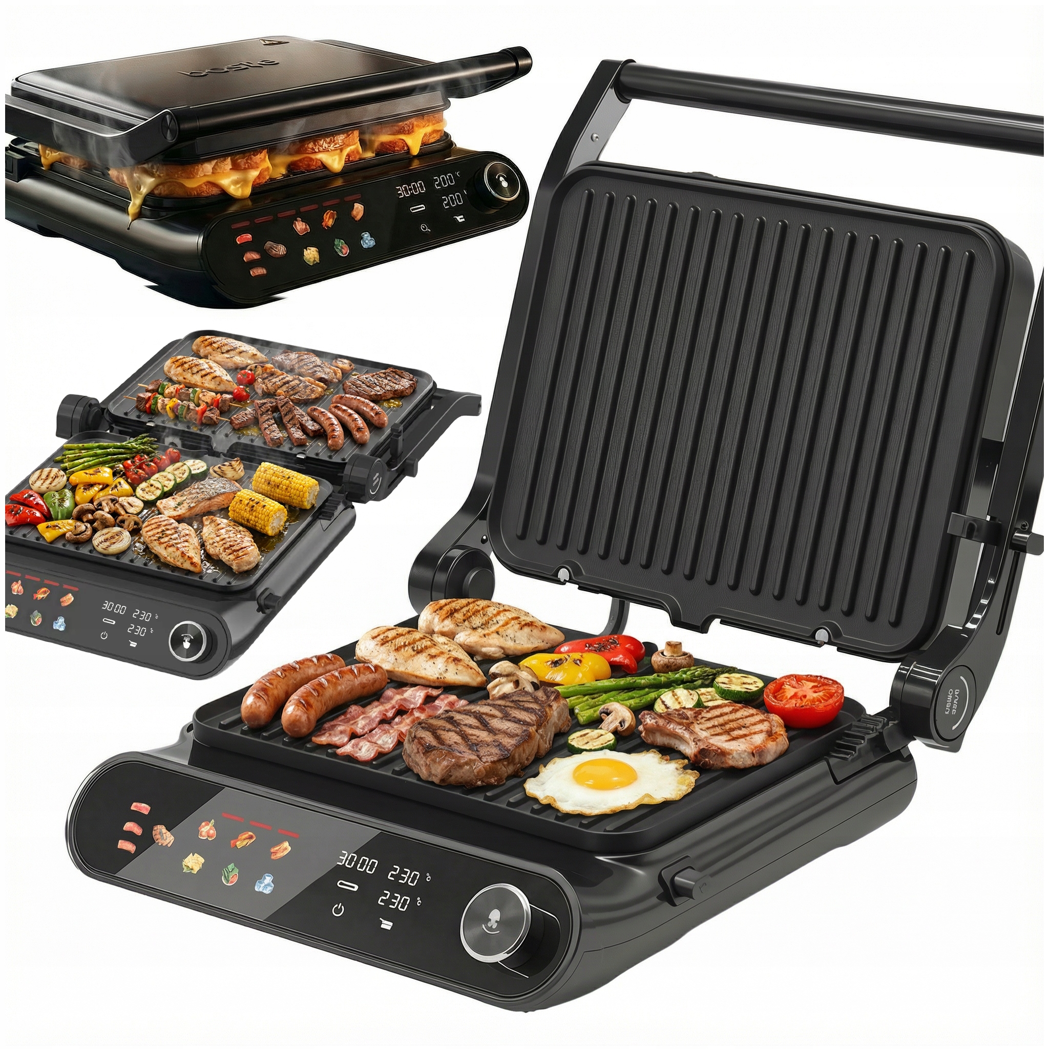 Boste Grill Elektryczny Kontaktowy Opiekacz Duża Moc 2200W Rozkładany Sonda