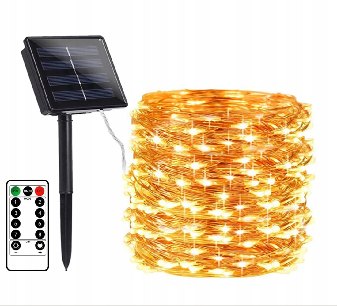 

Girlanda Świetlna Lampki Solarne 100 Led 10m Pilot