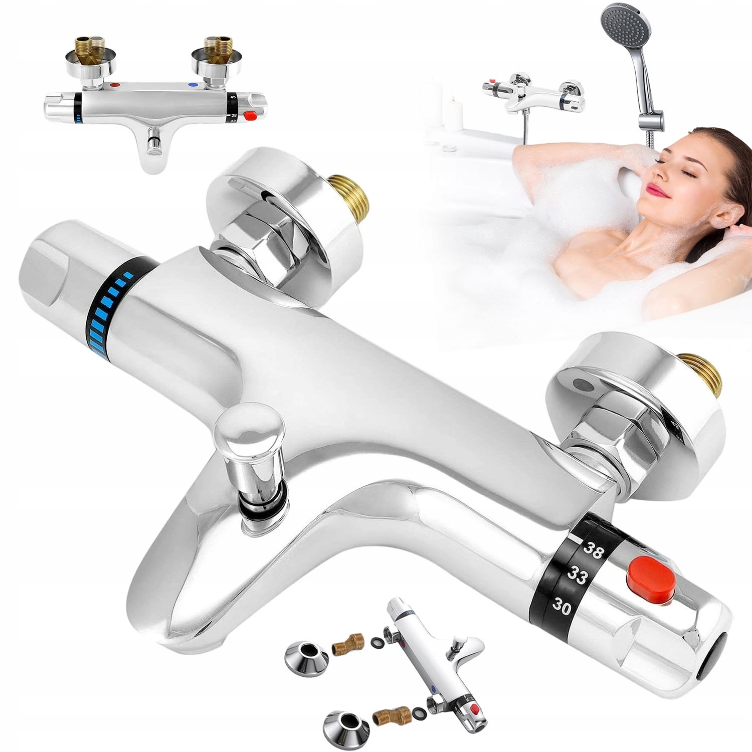 Termostatická Nástěnná Vanová Baterie S Třícestným Koupelnovým Výtokem G1/2