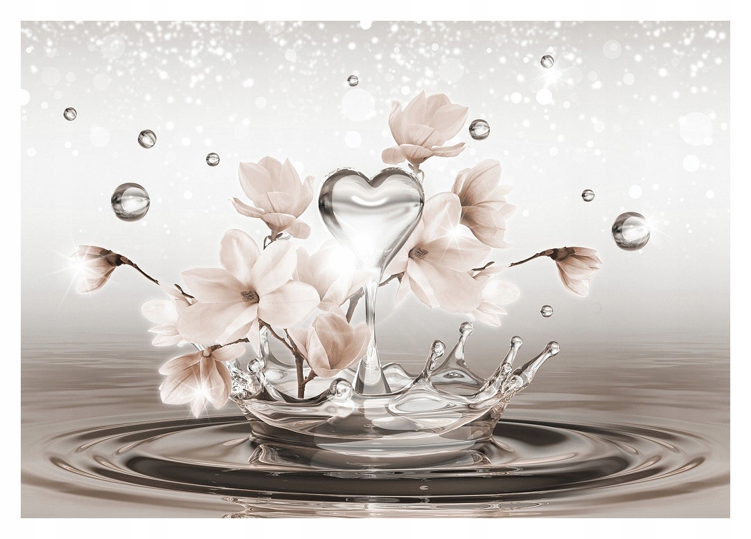 Vliesová fototapeta Srdce magnólie Květiny Láska Elegance 368x254 lepidlo