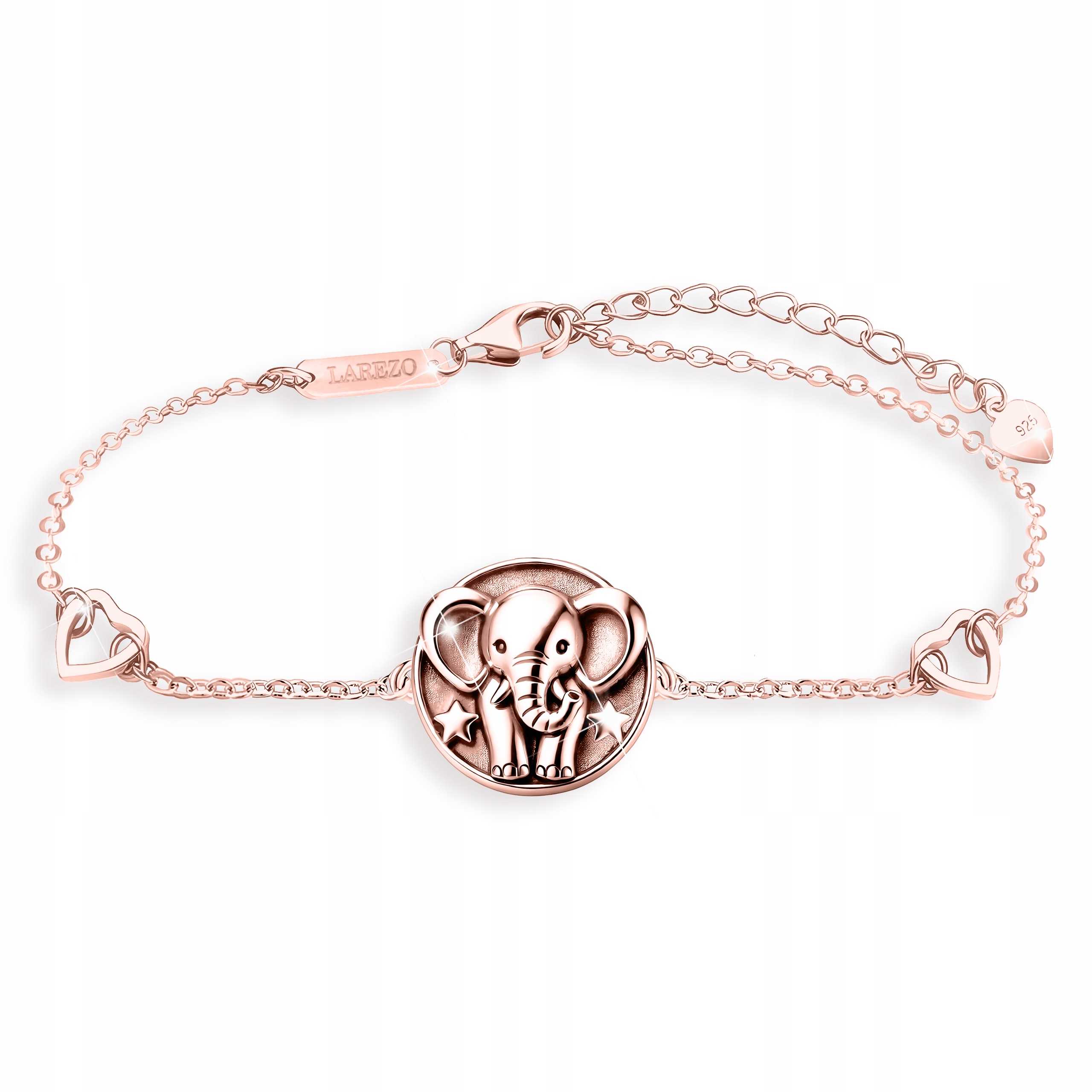 Pozlacený náramek se slonem pro štěstí Slon s hvězdičkami Stříbro 925