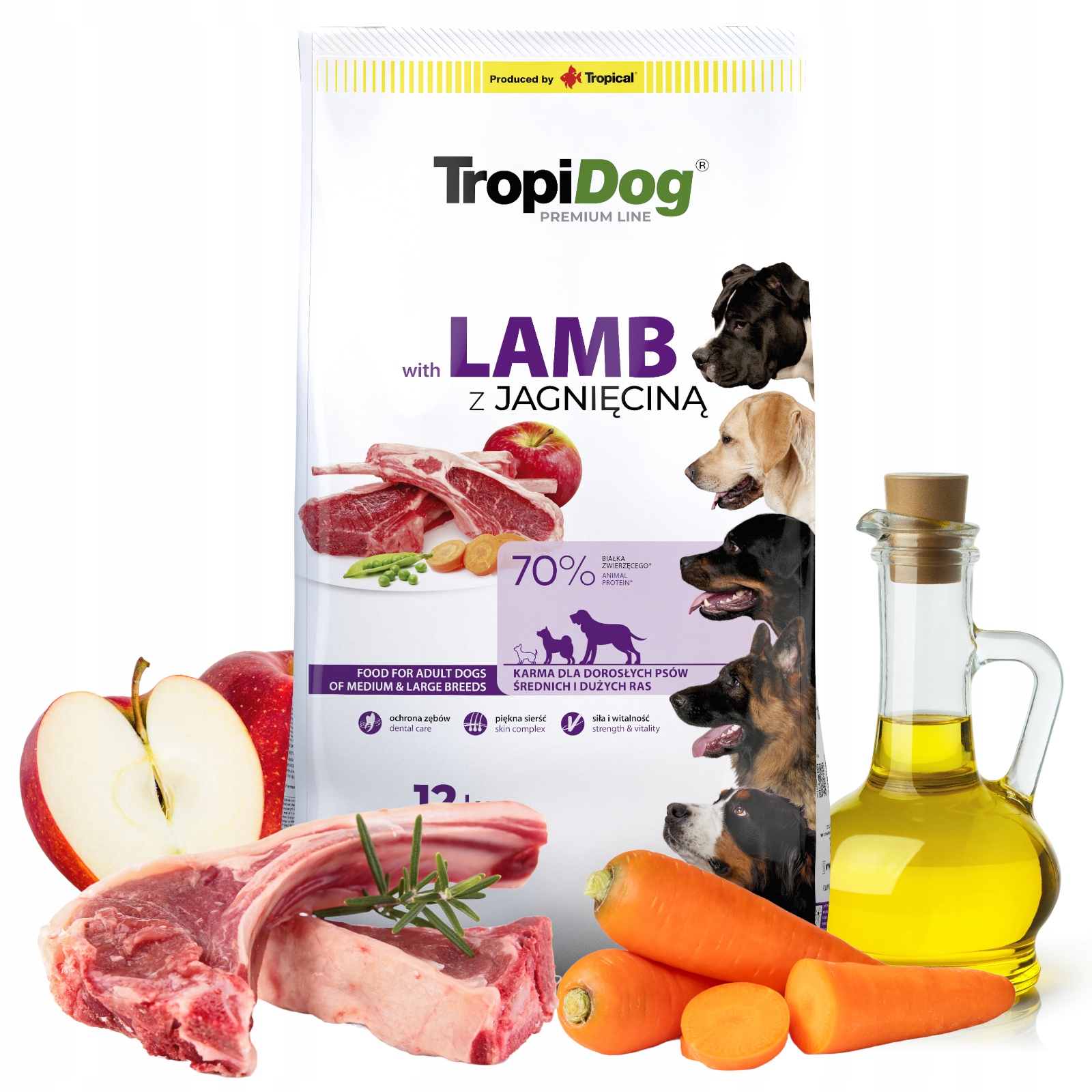 Tropidog Lamb Rice 12kg adult Medium Maxi dla dorosłych psów