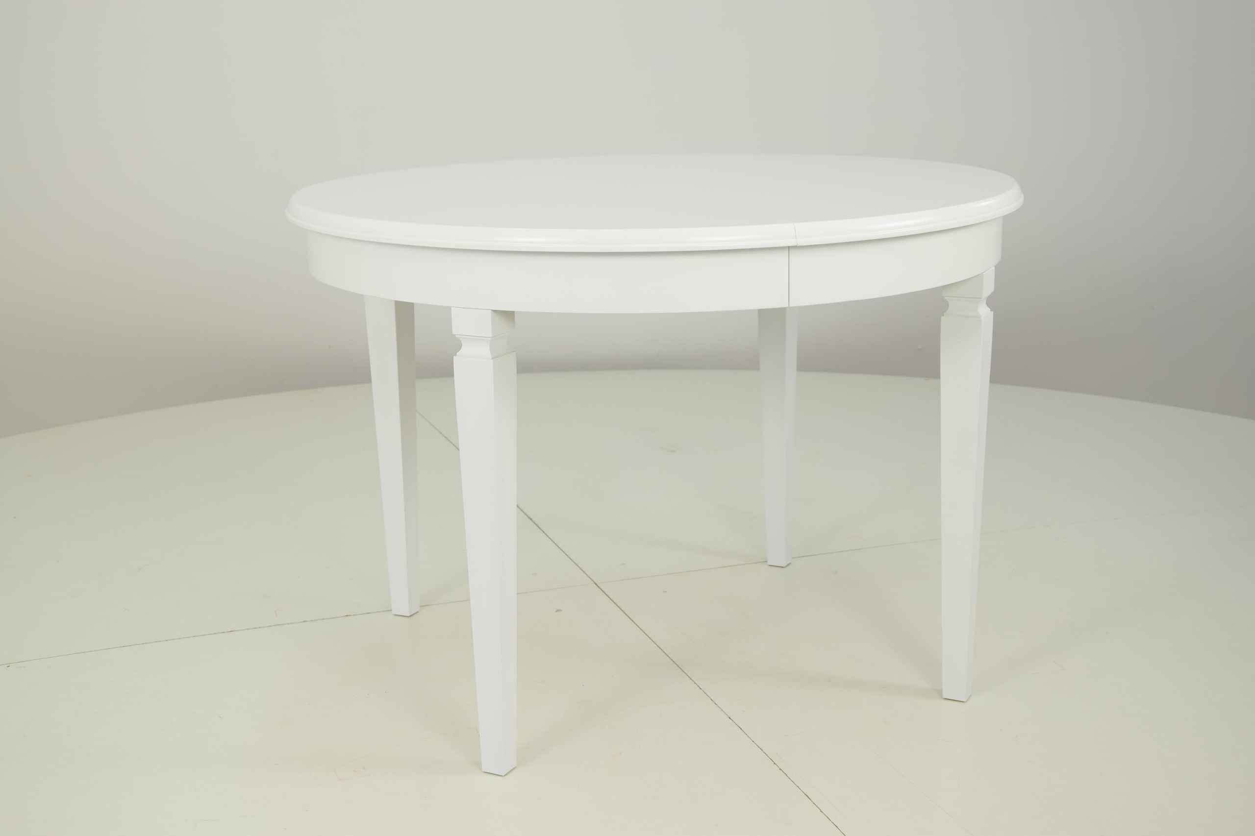 Stół Okrągły Biały Rozkładany Drewno Buk ⌀110cm Marka Ebes Meble