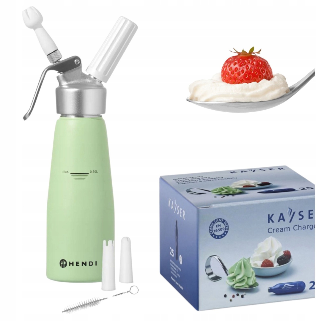 Sifon na šlehačku 0,5 l Zelený Paka 50 vánočních nábojů Hendi