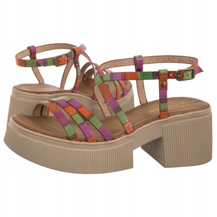 Dámské kožené sandály na platformě Maciejka Multicolor 06990