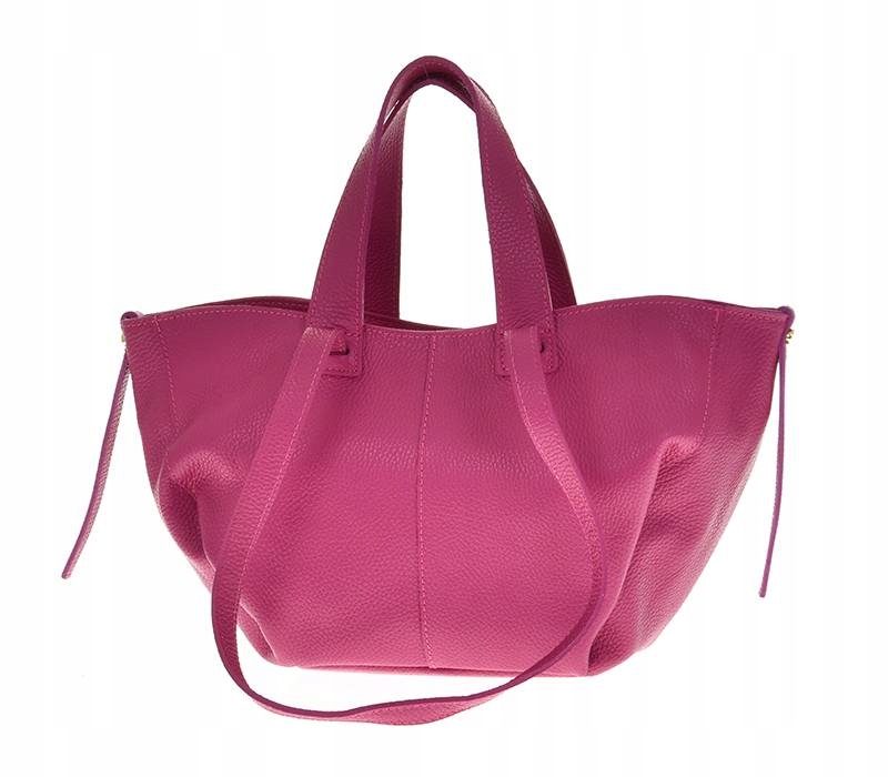 Dámská kožená kabelka fuchsiová shopper bag přes rameno klasická Vera Pelle