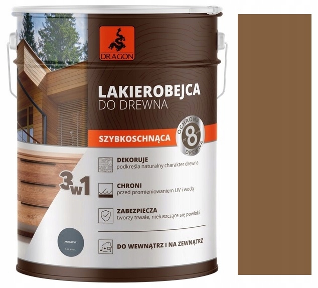Dragon Lakierobejca Szybkoschnąca Do Drewna Dąb Ciemny 5L