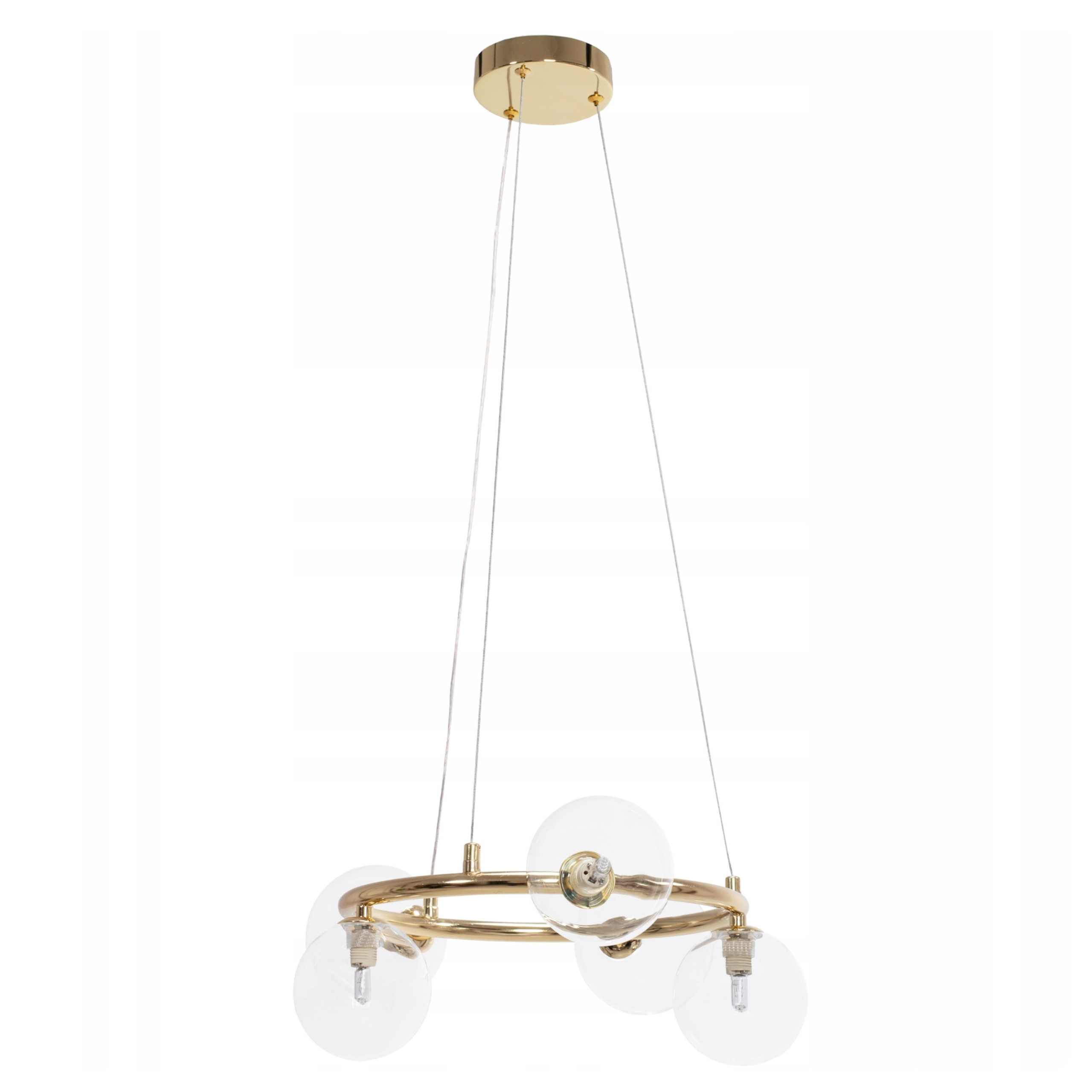 Lampa Sufitowa Wisząca Złota Szklane Przezroczyste Kule Nowoczesna 5x G9