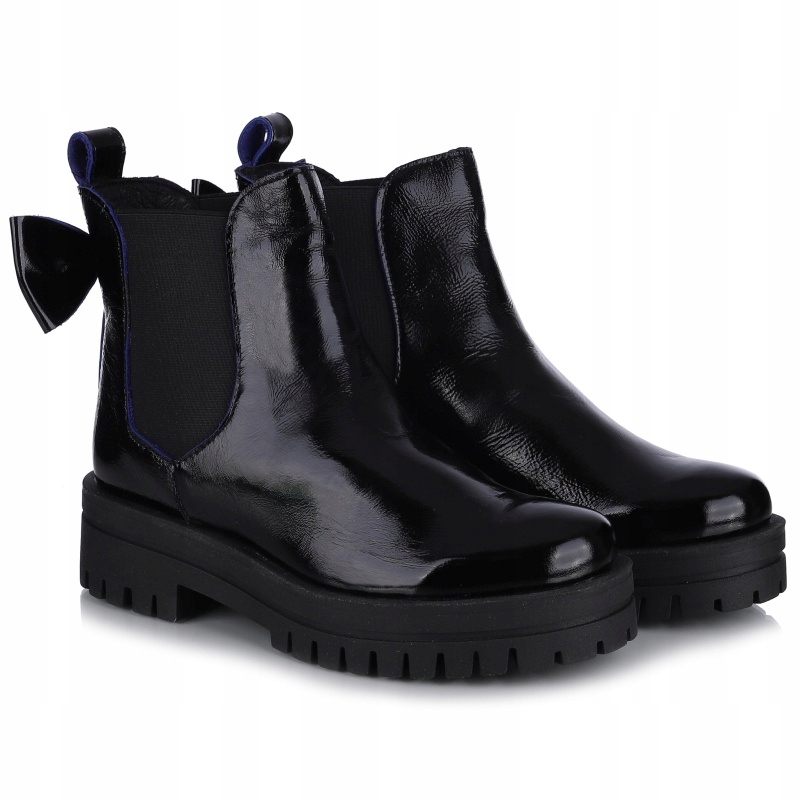Dámské kotníkové boty Aspena 2B-79030 černé s lakem Kůže VEL.39