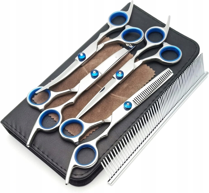 Levně Nůžky na stříhání psů a koček Hřeben Groomerský set Pouzdro