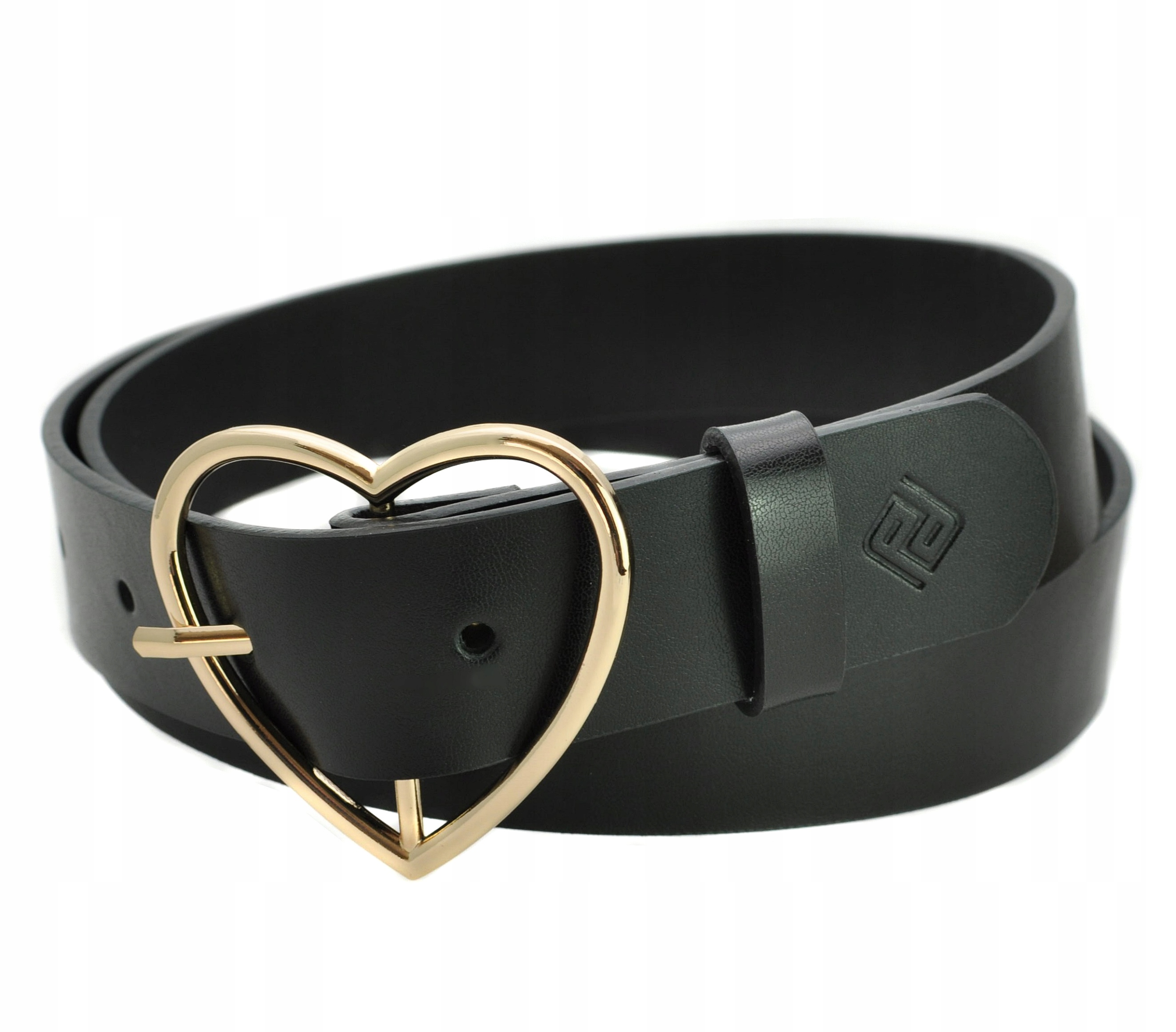 

Polski Pasek Damski Skóra Złota Klamra Serce 90