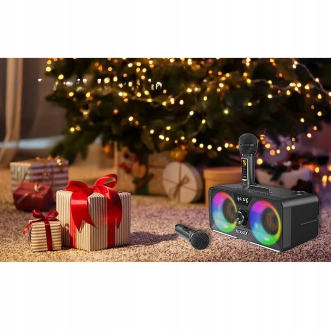 PRZENOŚNE KARAOKE MASZYNA Z GŁOŚNIKIEM BLUETOOTH I 2 MIKROFONAMI — miniatura 13