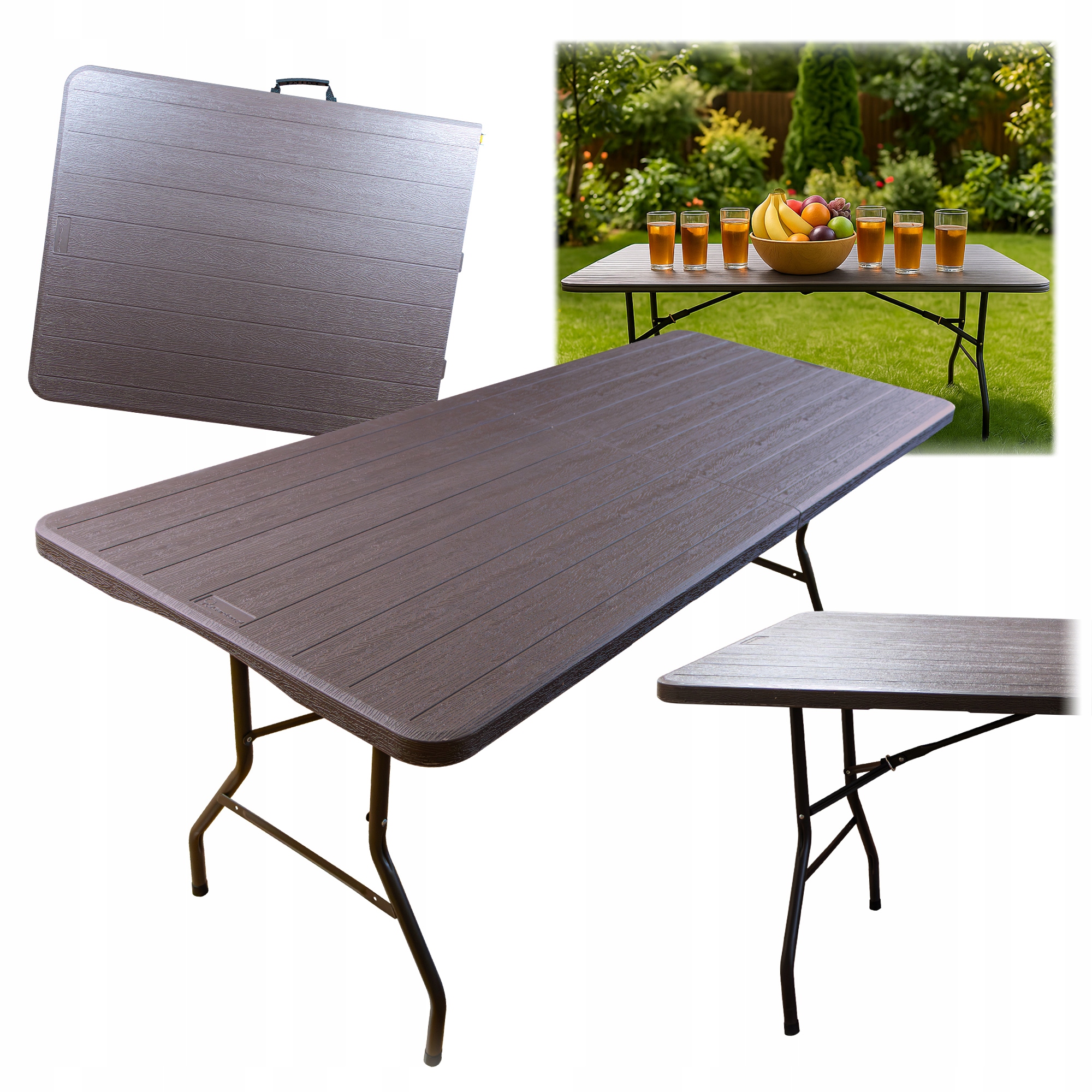 Stół Składany Cateringowy Rozkładany Ogrodowy Turystyczny Walizka 180 cm