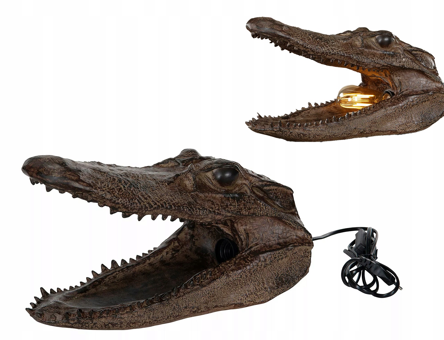 Stojacia nočná stolová lampa do obývačky Krokodyl hnedá dekorácia