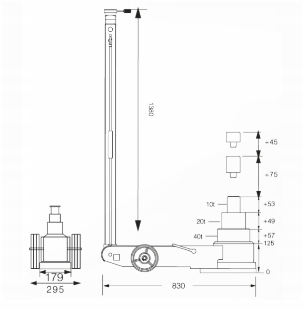 Podnośnik pneumatyczno-hydrauliczny S40-3JQL, SNIT Udźwig 40 kg