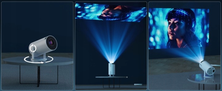 OBROTOWY MINI PROJEKTOR RZUTNIK FULL HD ANDROID TV WIFI POLSKIE MENU +PILOT Żywotność lampy w trybie ekonomicznym 50000 h