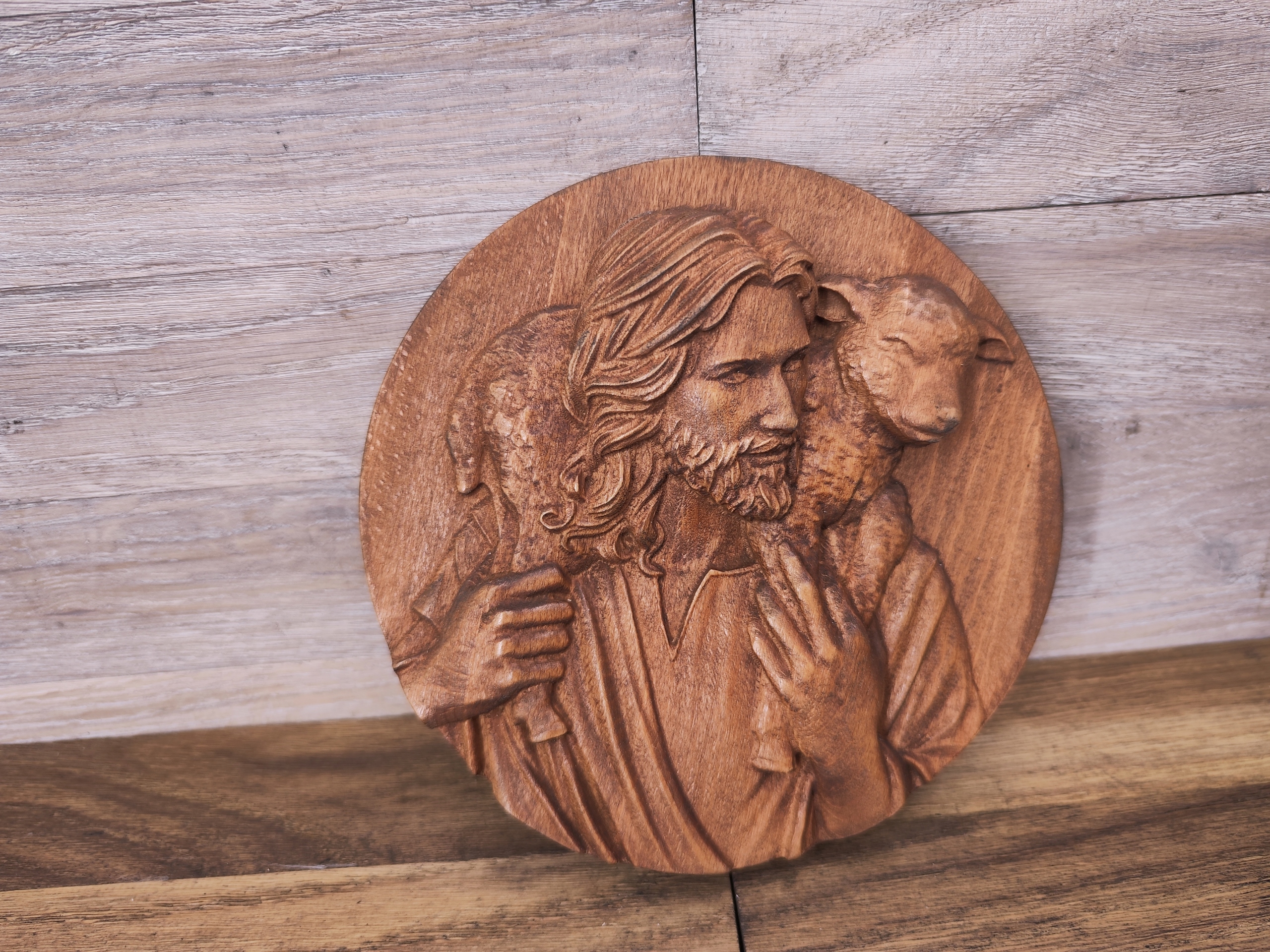 Obraz obrázek dřevěný dárek Jmenný suvenýr 18cm Ježíš s beránkem