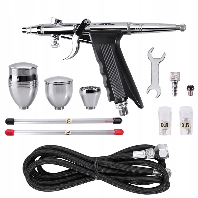 Modelářský aerograf Komplet Trysky 3x 0,3 0,5 0,8 mm Komplet