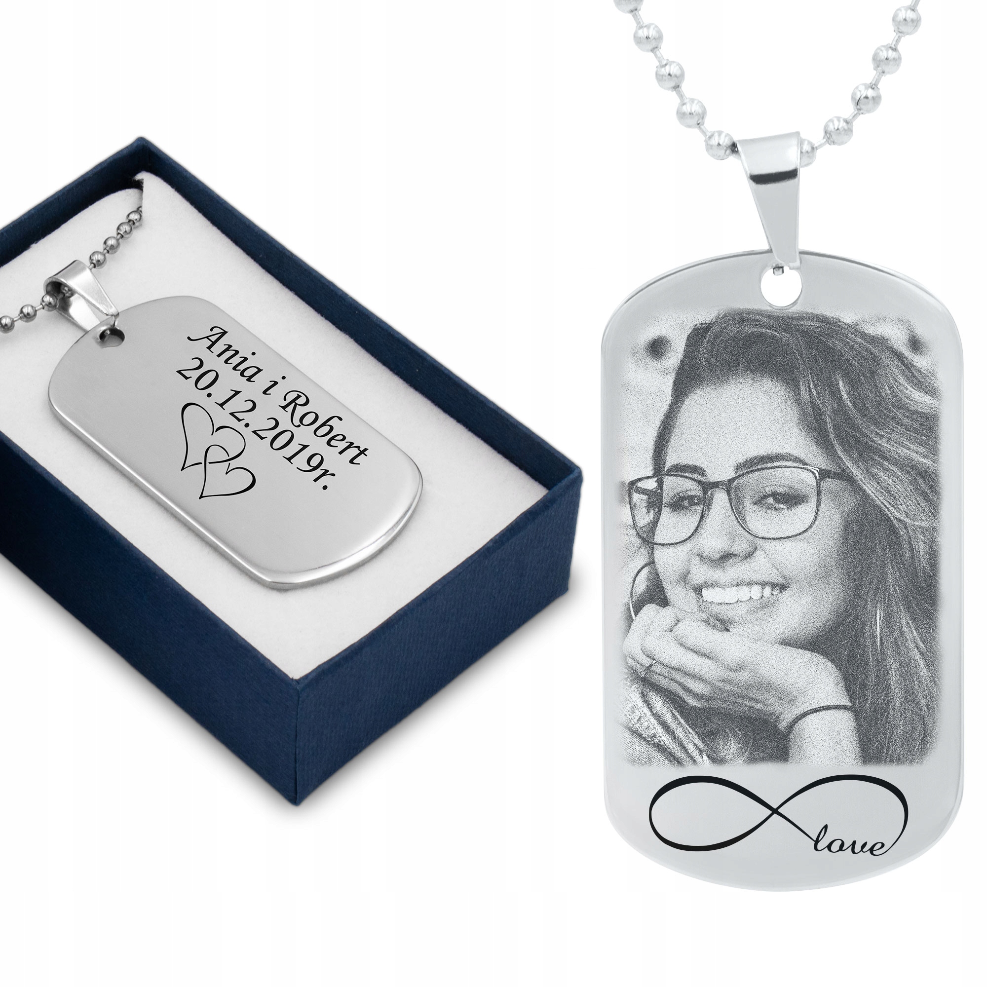 

Nieśmiertelnik ze stali szlachetnej z Grawerem