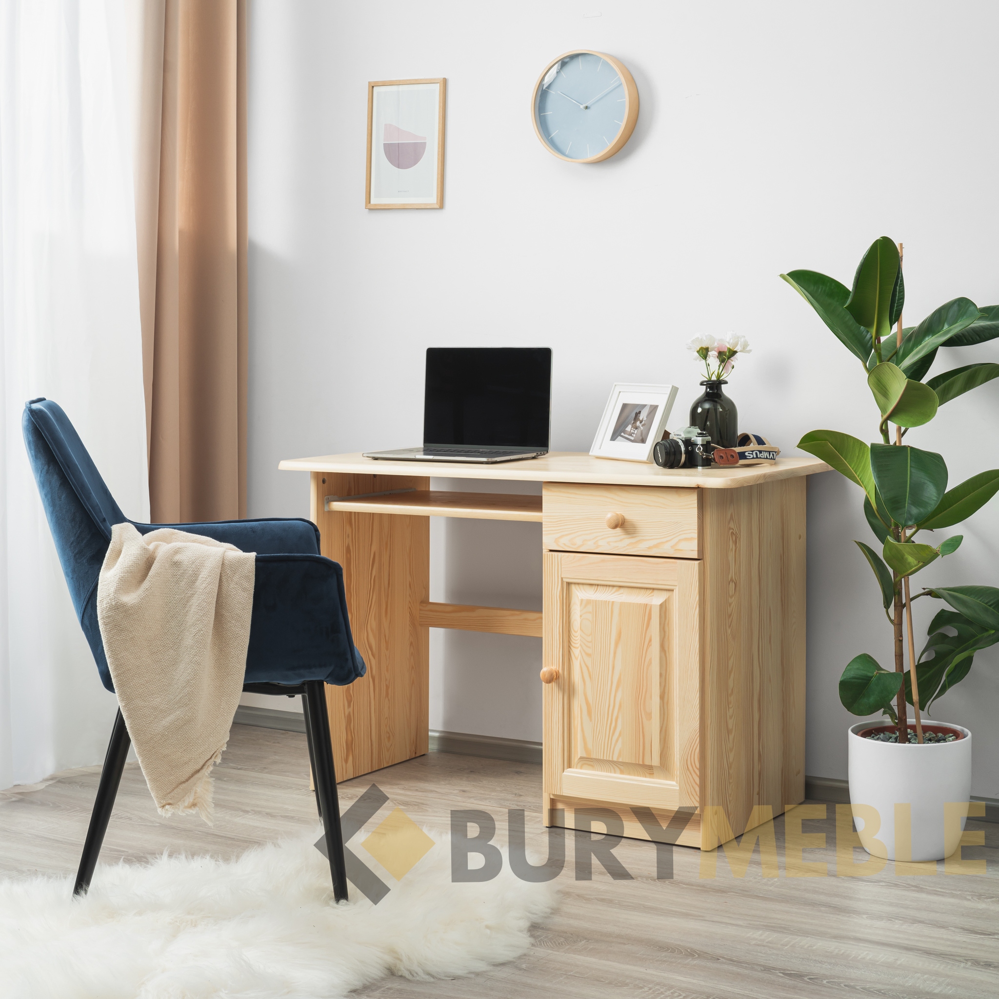 Biurko SD z Litego Drewna Sosnowego Naturalne