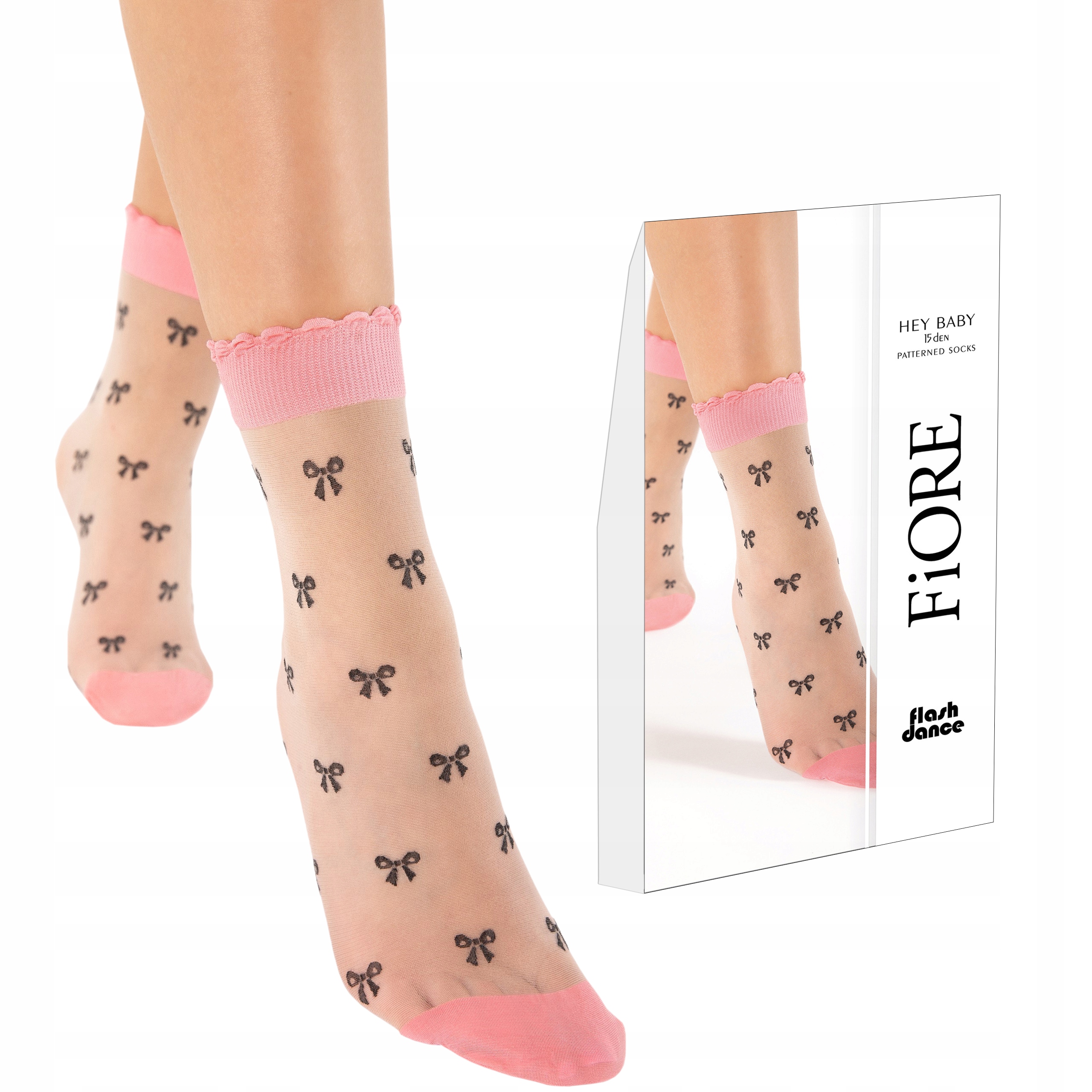 

Fiore Skarpetki Hey Baby kokardy 15den Rose/Poudre