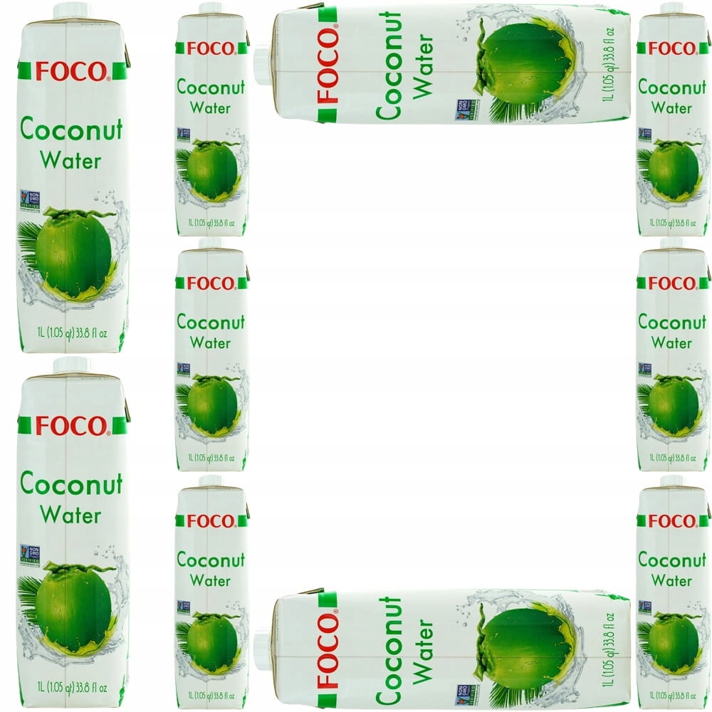 10x Zdrowa Woda Kokosowa z Kokosa 100% Naturalna Nawadnia 1000ml 1Litr Foco