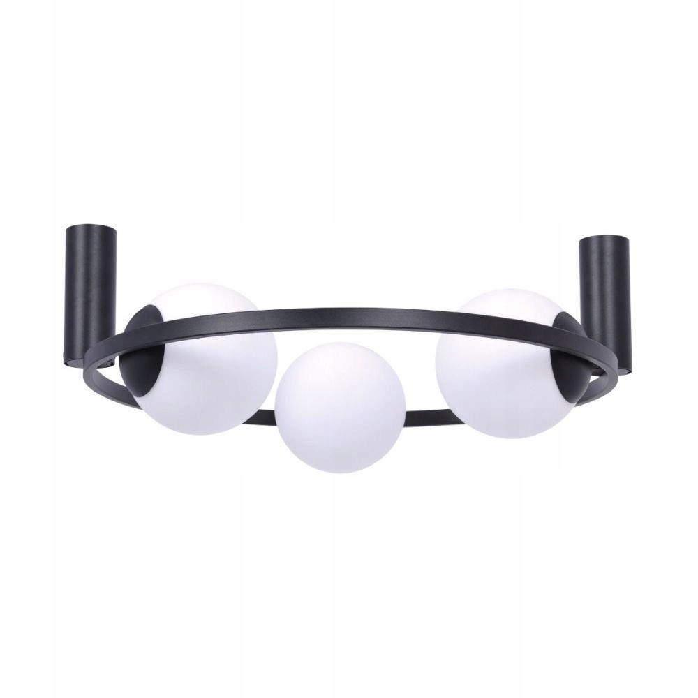 Stropná lampa Orbit 3 mliečne gule na kruhu