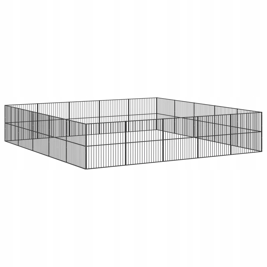 Levně vidaXL Psí Kotec 20 panelů černá pozinkovaná ocel