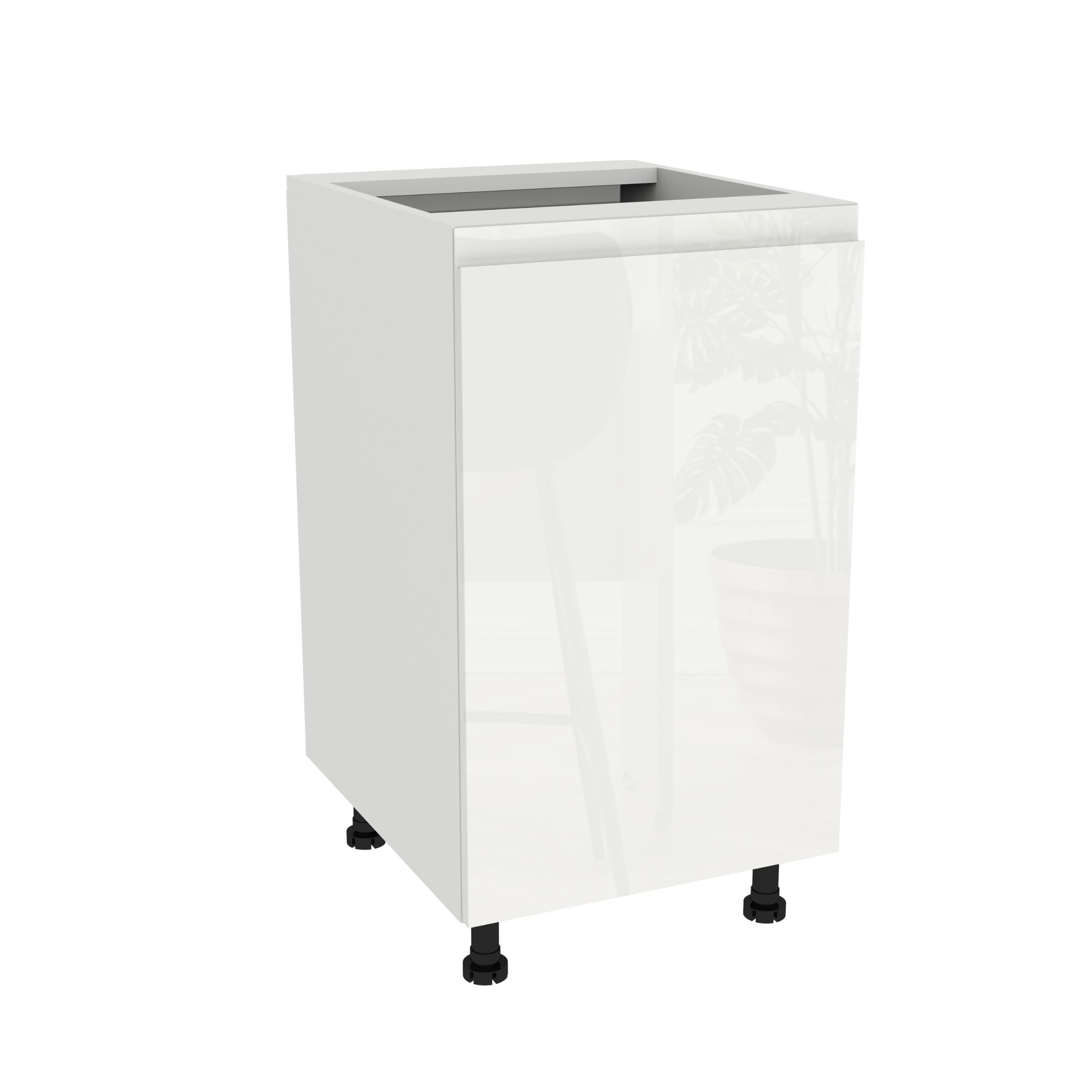 Spodná kuchynská skrinka 45 Frezo Biela predná časť Bezúchytková Biela Akryl Lesk