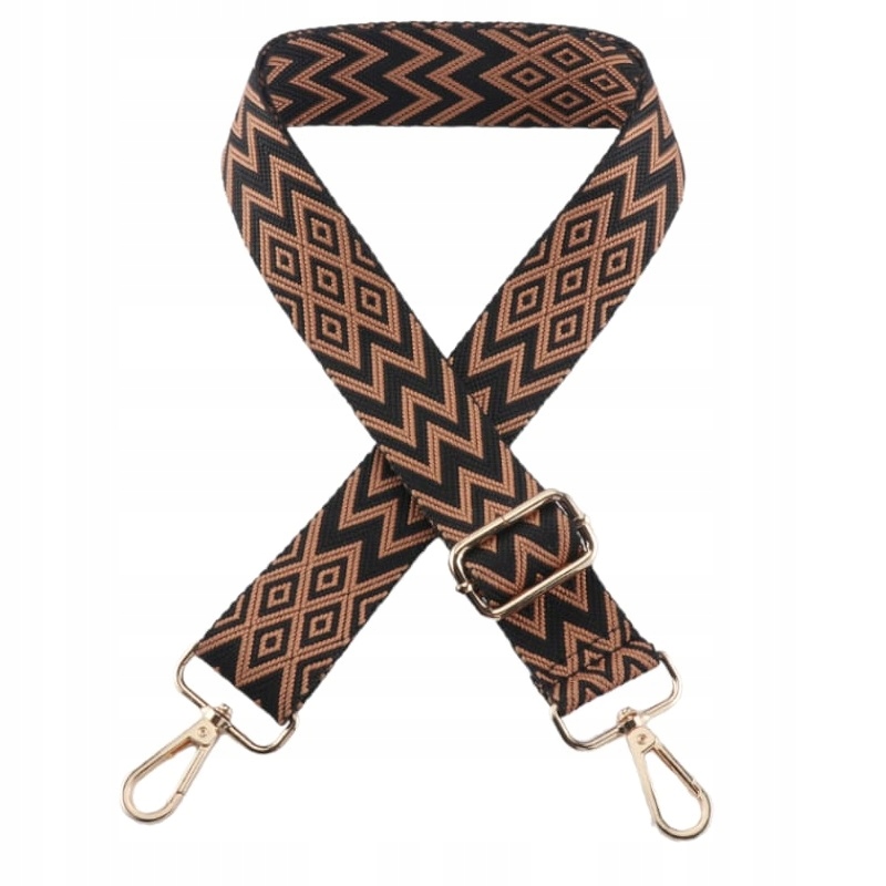 PASEK DO TOREBKI TORBY BRĄZOWY ZŁOTE OKUCIA