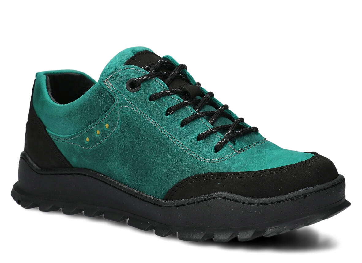 Nagaba 0521 Smaragdová – Pohodlné Dámské Kožené Trekové Polobotky