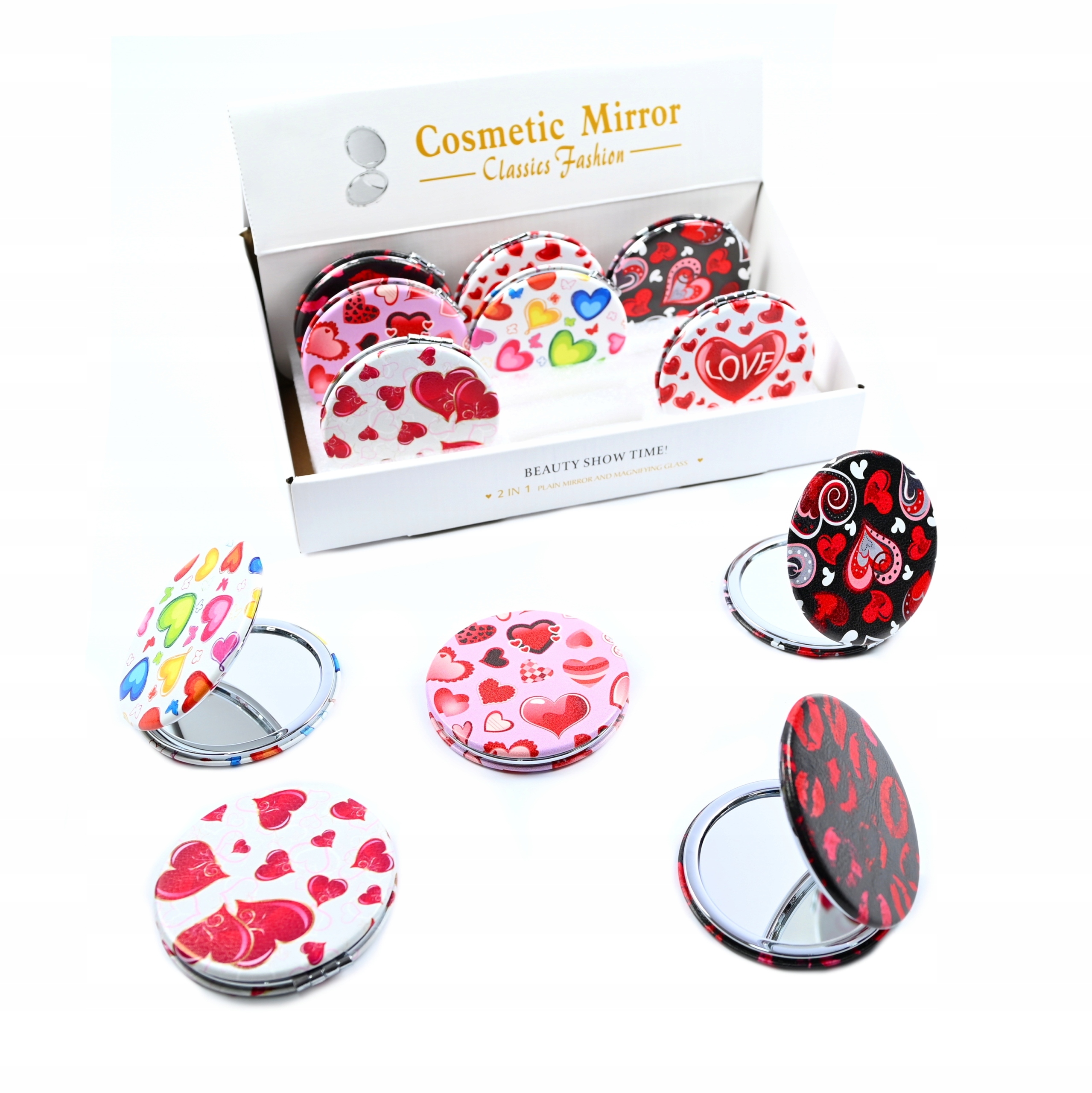 OKRĄGŁE LUSTERKO DO MAKIJAŻU SERCA LOVE RÓŻNE KOLORY Marka Midex