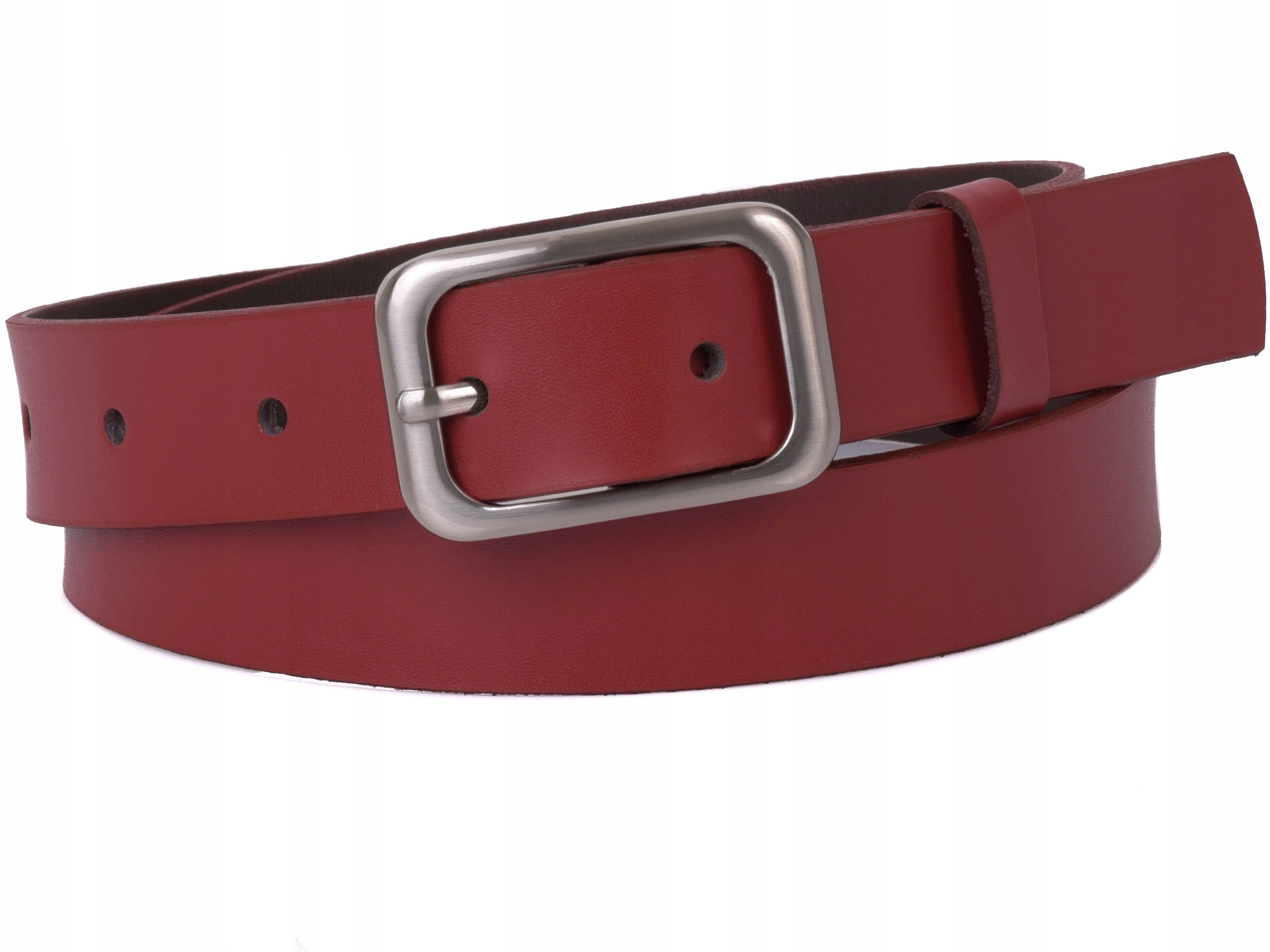 

Damski Skórzany pasek 3cm Bordowy |70obw