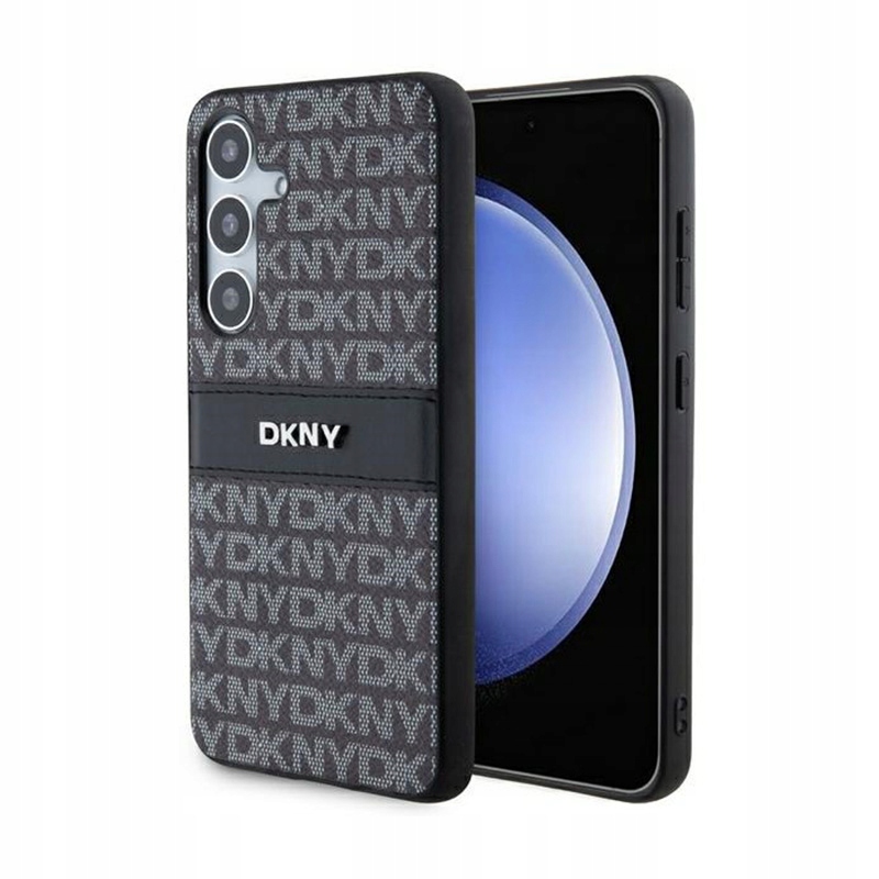 Dkny Leather Mono Stripe & Metal Logo Pouzdro pro Samsung Galaxy S24+ (černé)