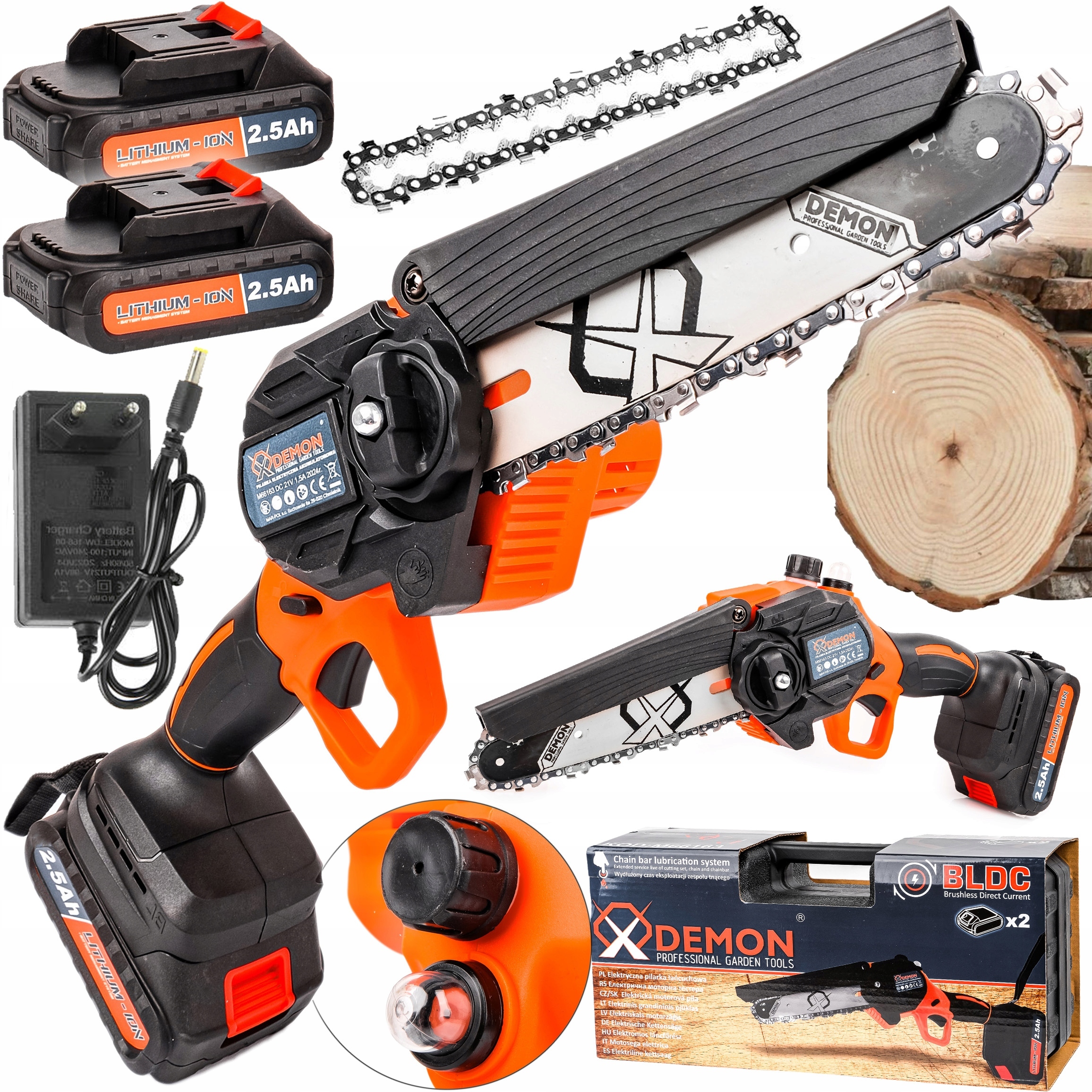 Pilarka Akumulatorowa Piła Łańcuchowa Bezszczotkowa Demon 2x Bateria 21V