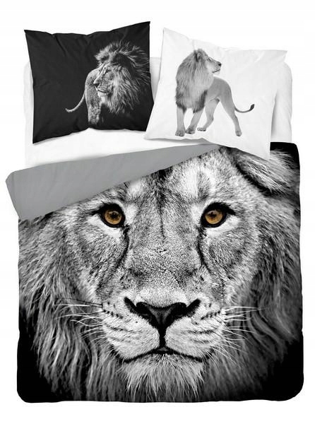 

Pościel 160x200 Lew czarna szara młodzieżowa