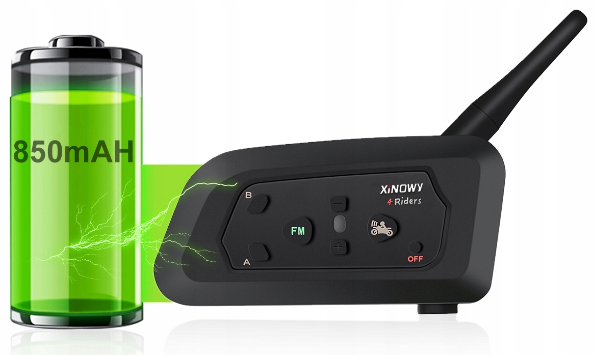 2X INTERKOM MOTOCYKLOWY FM 1200M 4 OSOBY BLUETOOTH 5.0 SŁUCHAWKI NA KASK Typ połączenia Bluetooth