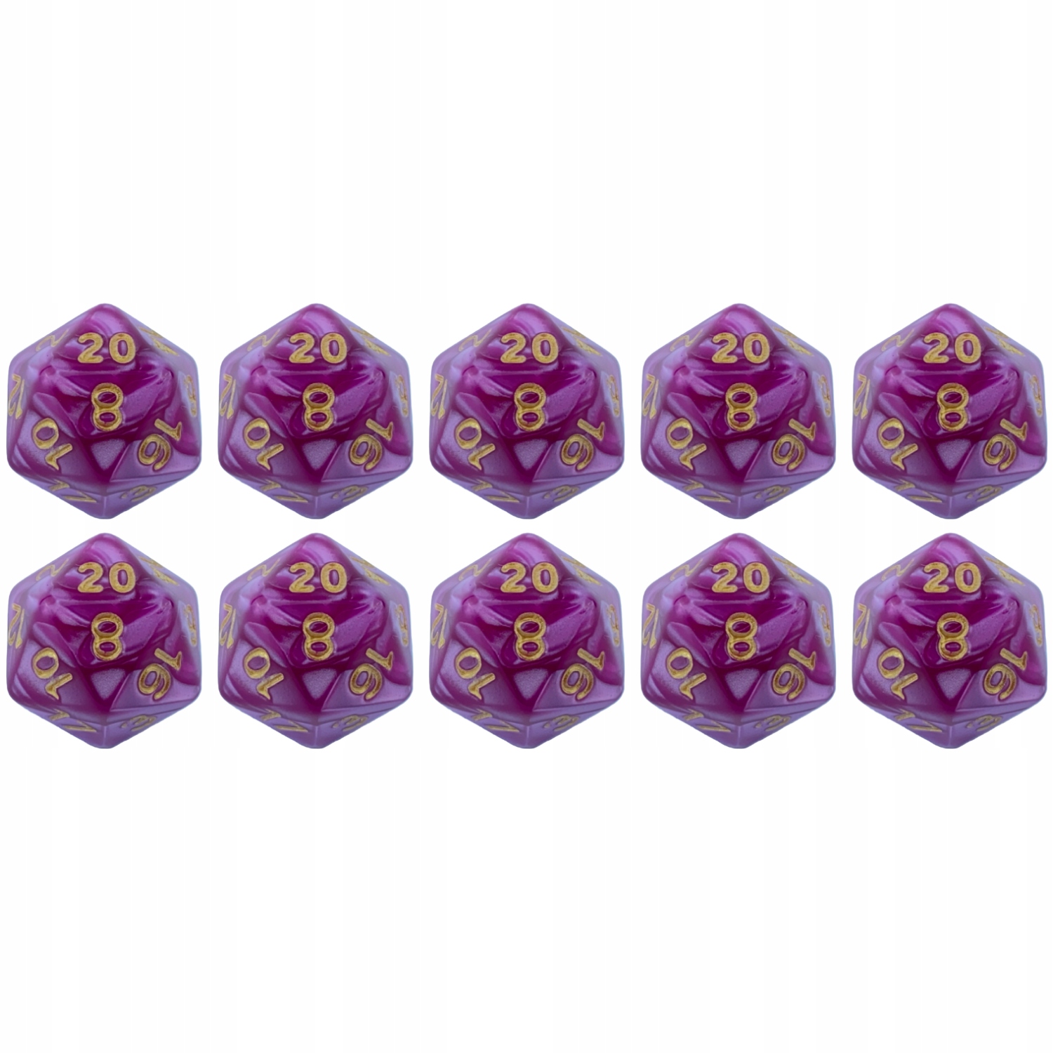 ZESTAW 10 KOSTEK K20 RPG ECHO ZAKLĘTEJ KAPLICY KOŚĆ DWUDZIESTOŚCIENNA