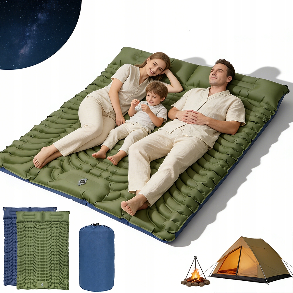 Podwójna Mata Samopompująca Karimata Dmuchana Turystyczna 2 Osoby