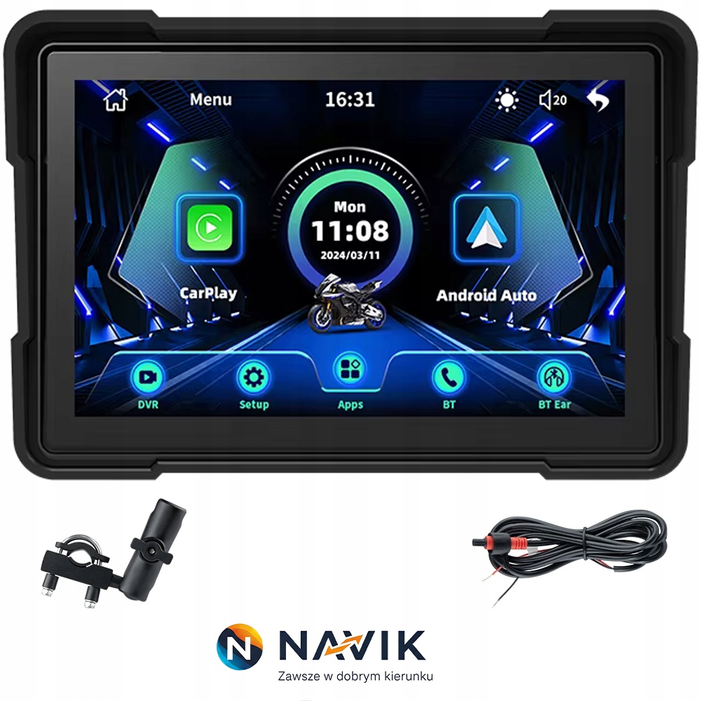 Navigační obrazovka Navik 5' pro motocykl Android Auto Apple CarPlay