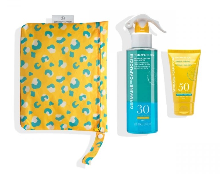 Germaine de Capuccini Zestaw Mgiełka SPF30 Krem SPF50 kosmetyczka