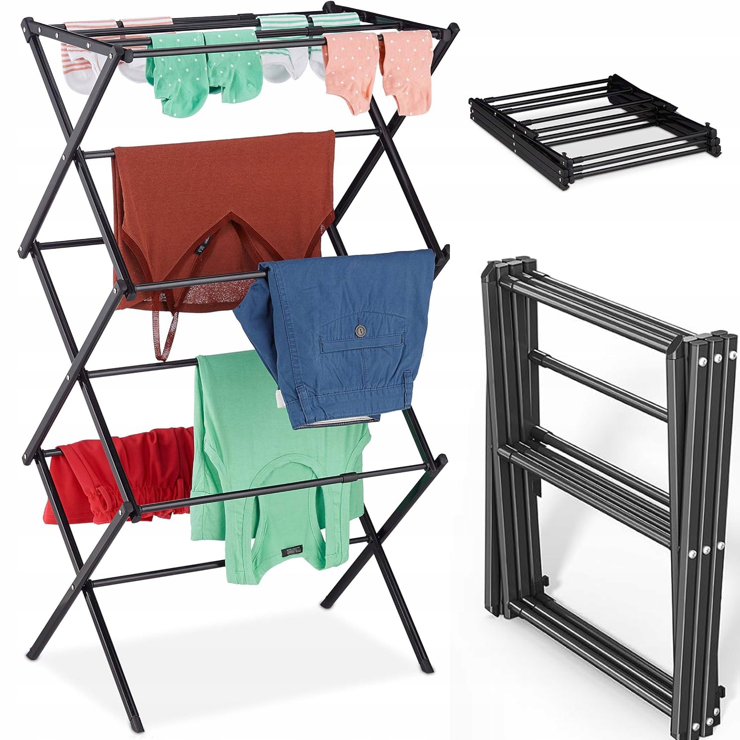 Levně Sušák Na Prádlo Vertikální Stojací Rozkládací Skládací Pevný 102,5 cm