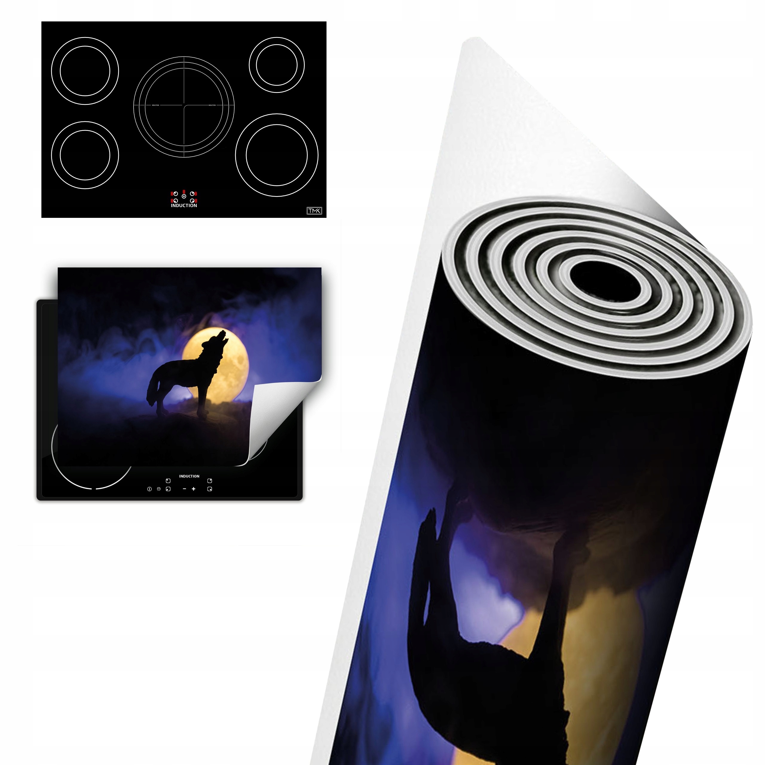 Vinylová Ochrana Na Indukci Deska 80x52 černý vlk