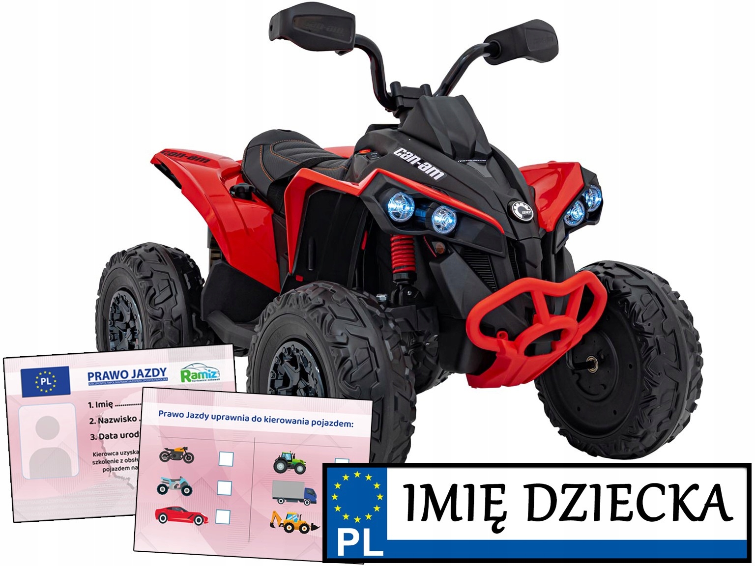 Quad dla dzieci Maverick Atv na akumulator Prawo Jazdy tablica imienna