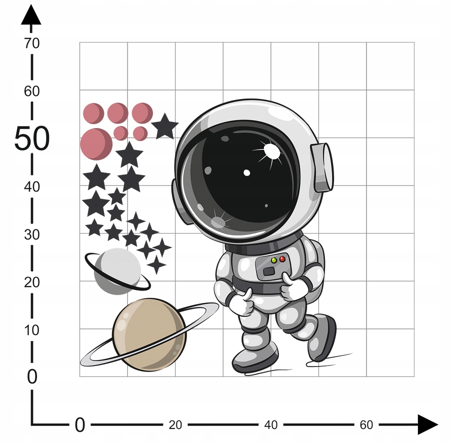 XL DUŻA Naklejka na ścianę ASTRONAUTA 58x57 Motyw Dziecięce