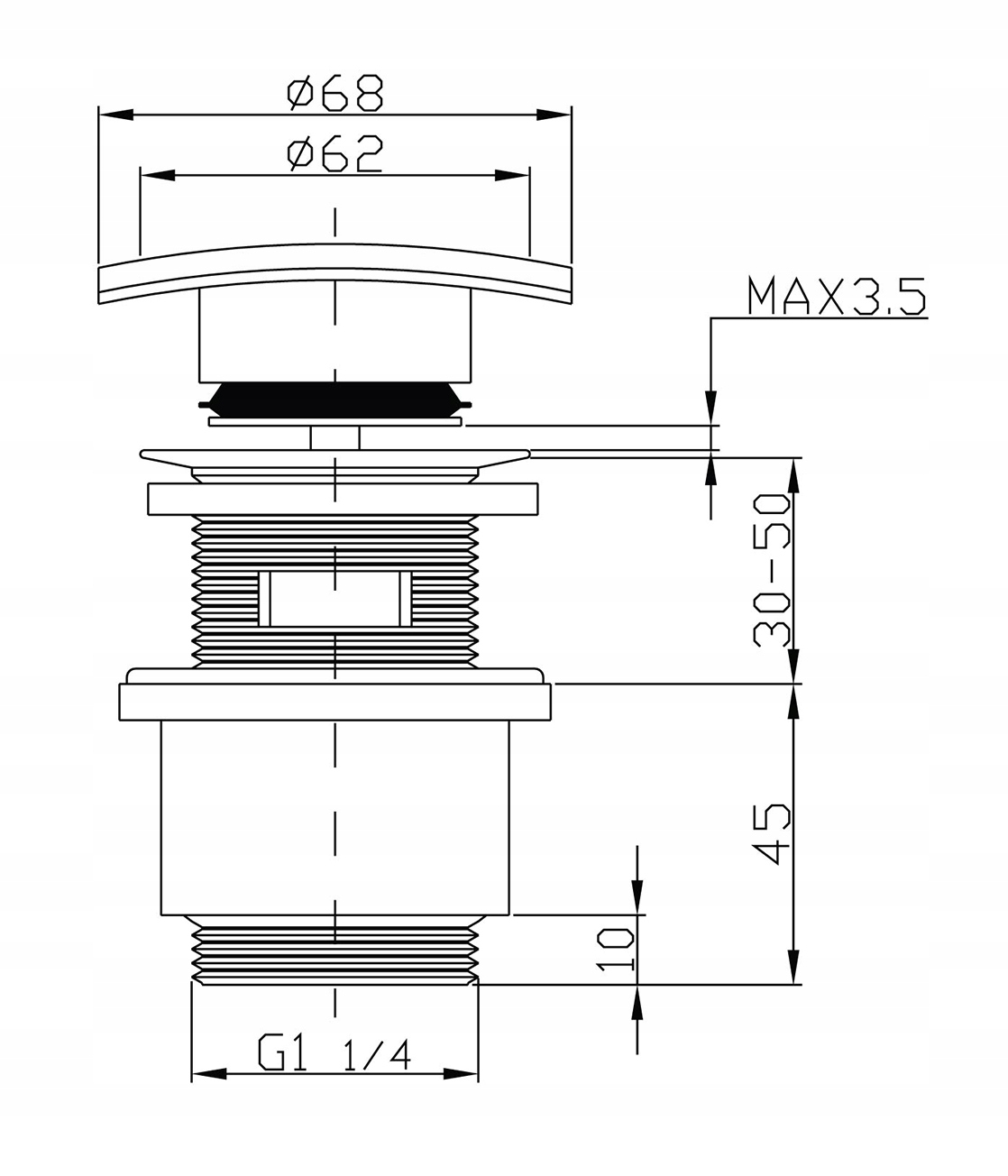 Korek klik-klak z mosiądzu, chromowany, kwadratowy Duro EAN (GTIN) 5901669425140