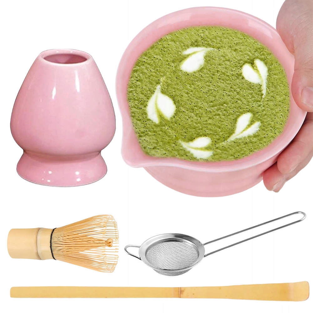 Levně Elegantní Matcha Set S Bambusovou Metličkou A Růžovou Miskou