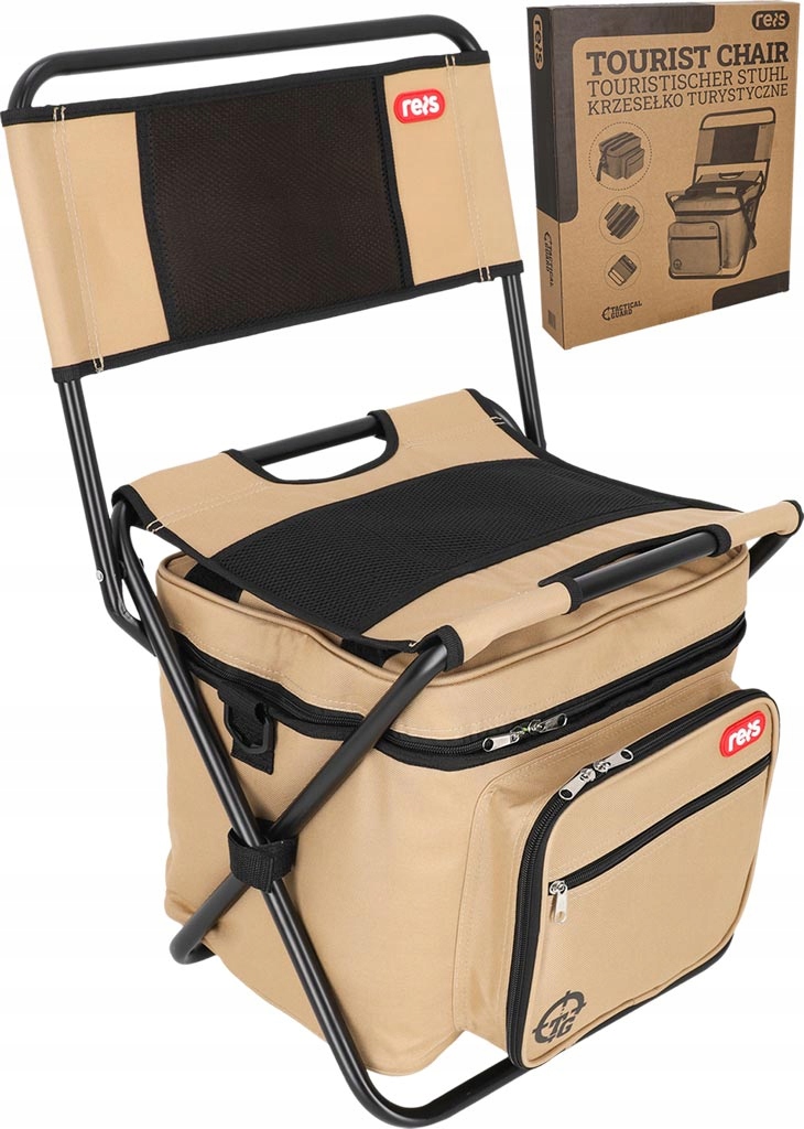Rozkładane krzesło turystyczne z oparciem i torbą 2 w 1 wędkarskie biwakowe