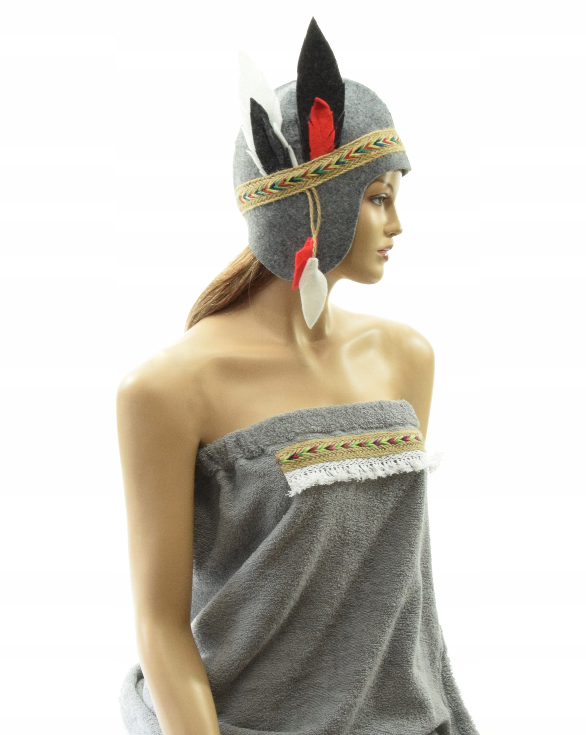 Czapka do sauny- zestaw damski 2 częściowy -INDIANKA -M